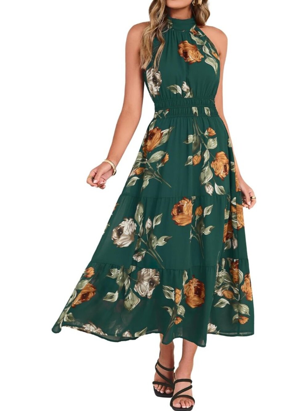Women's Green Summer Vacation Boho Sundresses Formal Wedding Guest Maxi Dresses